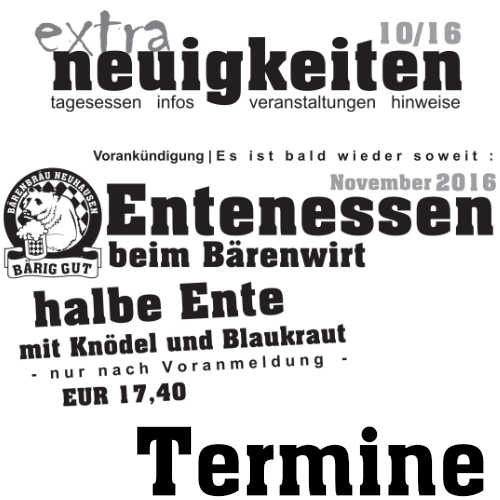 Ankündigung Termine Entenessen 2016